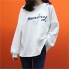 Drop-shoulder Letter Embroidered Sweatshirt