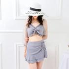 Puff-sleeve Dotted Ruffled Bikini