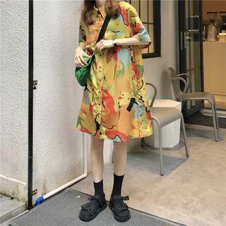 Print Medium Long Shirtdress As Shown In Figure - One Size