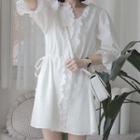 3/4-sleeve Ruffle Trim Mini A-line Dress