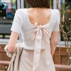 Bow Back Short-sleeve Knit Top
