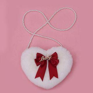 Bow Fluffy Heart Crossbody Bag
