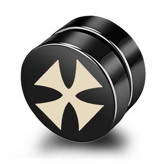 Cross Print Stainless Steel Magnetic Earring