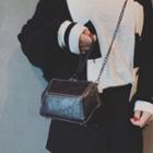 Chained Faux Leather Crossbody Bag