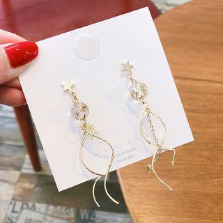 Alloy Star Swirl Fringed Earring As Shown In Figure - One Size