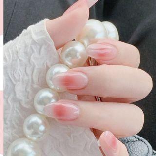 Gradient Pointed Faux Nail Tips X64 - Light Pink - One Size