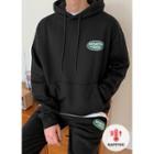 Kangaroo-pocket Printed Fleece-lined Hoodie
