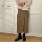 Slit-front Woolen Long H-line Skirt