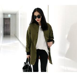 Drawstring-waist Long Flight Jacket