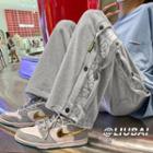 Bear Print Panel Wide Leg Sweatpants