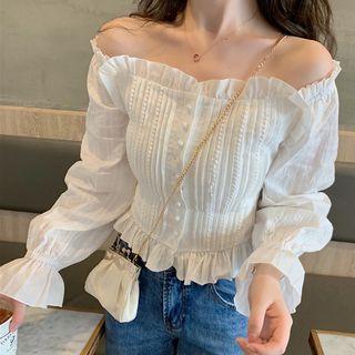Puff-sleeve Off-shoulder Plain Blouse