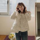 V-neck Dotted Quilted Jacket Cream - One Size