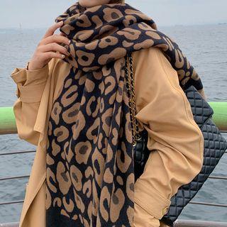 Leopard Print Shawl Brown - One Size