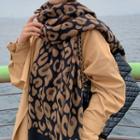 Leopard Print Shawl Brown - One Size
