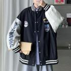 Applique Two Tone Baseball Jacket