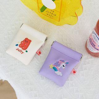 Faux Leather Embroidered Accessory Pouch