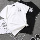 Short-sleeve Rabbit Embroidered T-shirt