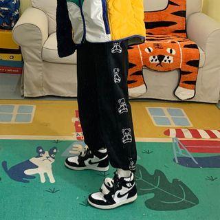Bear Pattern Loose-fit Sports Pants