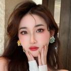 Flower Asymmetrical Fabric Alloy Earring