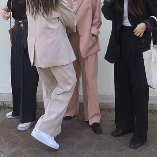 Single-breasted Blazer / Wide Leg Dress Pants