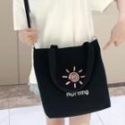 Sun Print Canvas Tote Bag Premium - Sun - Black - One Size