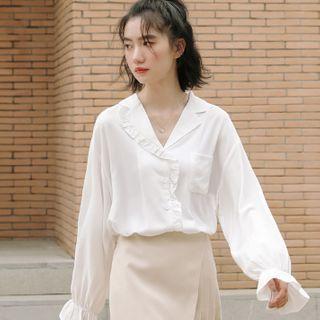 V-neck Blouse Off-white - One Size