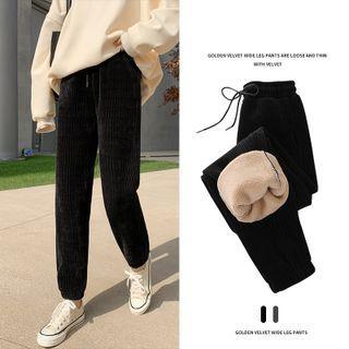 High Waist Corduroy Straight Leg Pants / Set