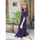 Plus Size - Short-sleeve Handkerchief-hem Midi T-shirt Dress