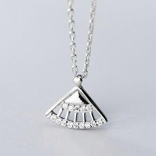 925 Sterling Silver Fan-shaped Pendant Necklace S925 Silver - As Shown In Figure - One Size
