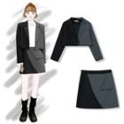 Paneled Blazer / Mini A-line Skirt