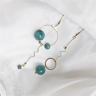 Non-matching Alloy Glass Bead Dangle Earring