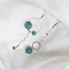 Non-matching Alloy Glass Bead Dangle Earring