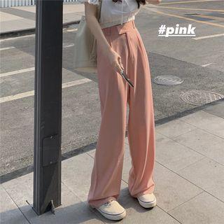 High Waist Wide Leg Pants Pink - One Size