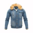 Furry-trim Fleece-lined Denim Jacket