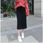 High-waist Split A-line Buttocks Skirt