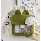 Two-tone Drawstring Crossbody Bag