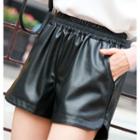 Faux-leather Shorts Black - One Size
