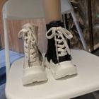 Lace Up Platform Knit Ankle Boots
