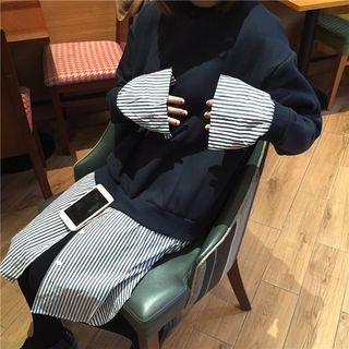 Pinstripe Panel Mock Two-piece Sweatshirt