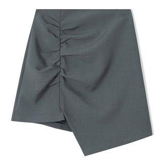 Shirred Irregular Mini Pencil Skirt