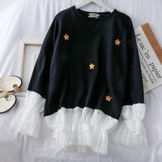 Mesh-panel Loose-fit Pullover Black - One Size
