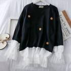 Mesh-panel Loose-fit Pullover Black - One Size