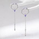 Deer Horn Rhinestone Alloy Dangle Earring 1 Pair - Silver & Blue - One Size