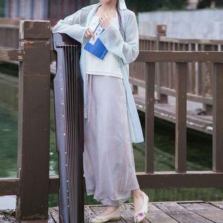 Chinese Style Light Jacket / Wide-leg Pants / Spaghetti Strap Top / Hair Band / Set