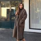 Open-front Furry Coat Brown - One Size
