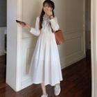 Set: Long-sleeve Midi A-line Dress + Scarf