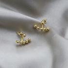 Beaded Ear Stud 1 Pair - 925 Silver Earring - Gold - One Size