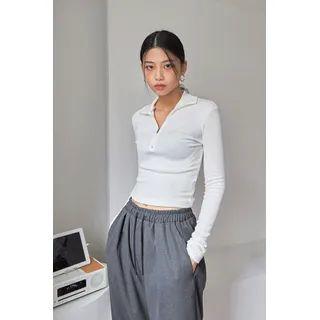 Mock-neck Zipped Crop Top