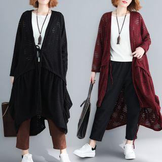 Tie-waist Perforated Coat