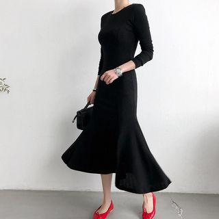 Ruffle-hem Long Bodycon Dress